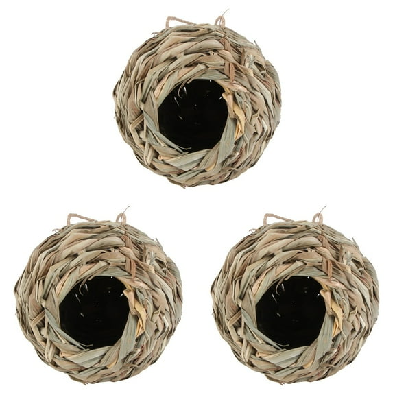 3 Pcs Finch Nest House Garden Woven Birdcage Straw Bird Nest 12x12cm