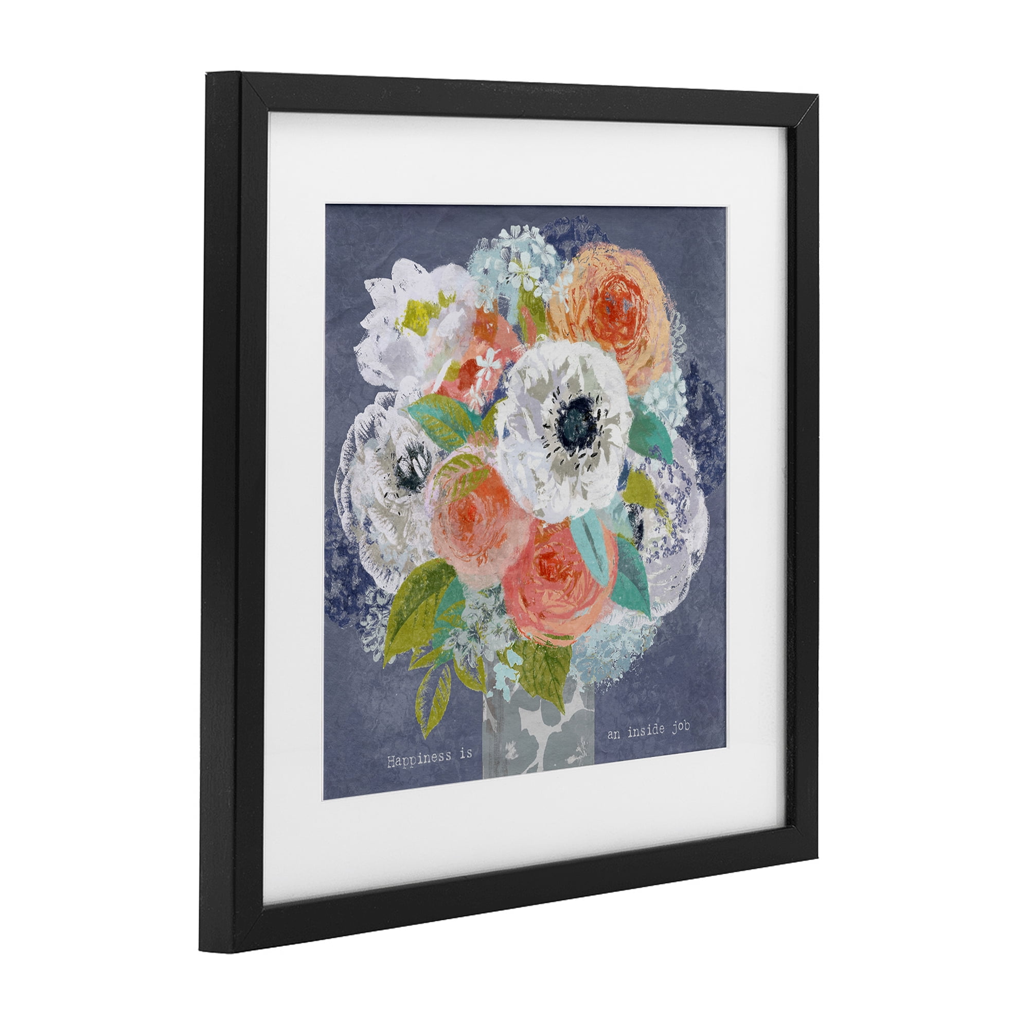 Stupell Industries Happiness Is An Inside Job Black Framed Print Under Glass, design by Suzanne Nicoll