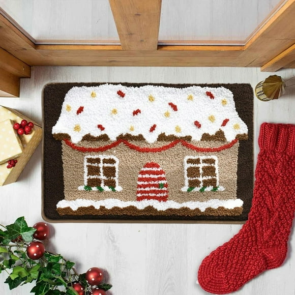 Herunwer Christmas Decorations Welcome Front Door Mat,Xmas Tree Decorative Doormat,Non-Slip Washable Floor Entryway Rug,Welcome Doormat for Winter Holiday Home Kitchen Christmas Decor