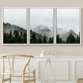 thumbnail image 3 of PixonSign Framed Wall Art Set Pine Forest & Foggy Mountains Landscape Photography Rustic Artwork Neutral Minimalism Contemporary Modern Prints for Home Decor - 24"x36"x3 Panels White, 3 of 5