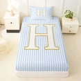 thumbnail image 3 of Erosebridal Gold H Letter Twin Sheet Sets for Girl, Abstract Lines Bedding, 3pcs, 3 of 5