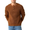 thumbnail image 3 of QDG Mens Henley Knit Pullover Sweater Waffle Crewneck Casual Texture Fashion Sweater, 3 of 9