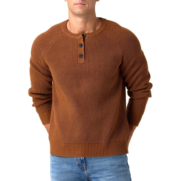 QDG Men's Henley Waffle Knit Pullover Sweater photo 2