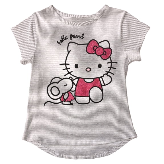 Hello Kitty Girls Long Sleeve Shirt Cream T-Shirt Tee 6