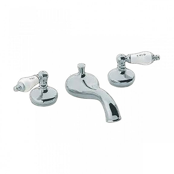Tub Faucet Bathroom Tap Heavy Chrome Porcelain Lever Handles Deck Mount| Renovators Supply