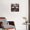 thumbnail image 2 of Non-Ticking Silent Wall Clocks Battery Operated Personalized Decor Clock for Living Room,Bedroom-Pink Flamingos In The Tropical Forest With Green Background(10inch), 2 of 4