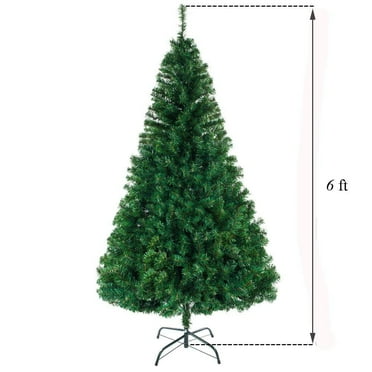6FT Christmas Tree with 1050 PVC Branch Tips, Artificial Christmas Tree with Metal Base, Christmas Tree for Holiday, Home, Office, Party Decoration, Green