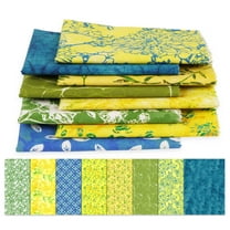Soimoi 8 Pc Fat Quarter Bundle,BatikPrint 18"x 22"DIY Patchwork-100% CottonPre-Cut Quilting Fabric Green, Blue & Yellow