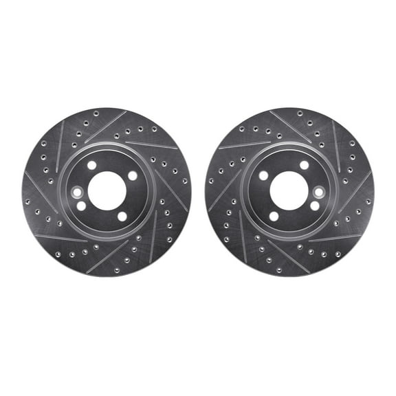 Dynamic Friction Company Front Brake Rotors-Drilled and Slotted-Silver 7002-32001