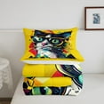 thumbnail image 4 of Erosebridal Cat Bedding Set King Cute Animal Pet Comforter Set,Hippie Graffiti Bedding Comforter Sets Watercolor Kitten Quilt Comforter Modern Fashion Room Decor,Breathable, 4 of 5