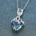 thumbnail image 2 of Mystic Fire Rainbow Topaz Heart Necklace Sterling Silver with Crystal Accents, 2 of 4