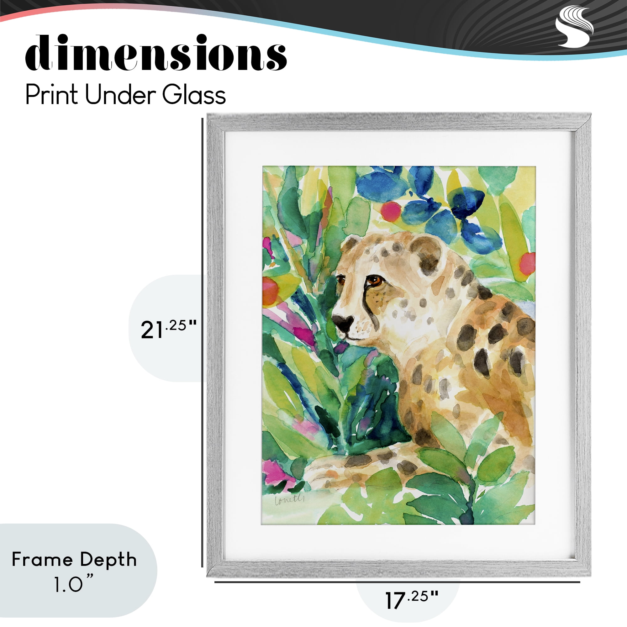 Stupell Industries Vibrant Chillin' Cheetah Gray Framed Print Under Glass, design by Lanie Loreth