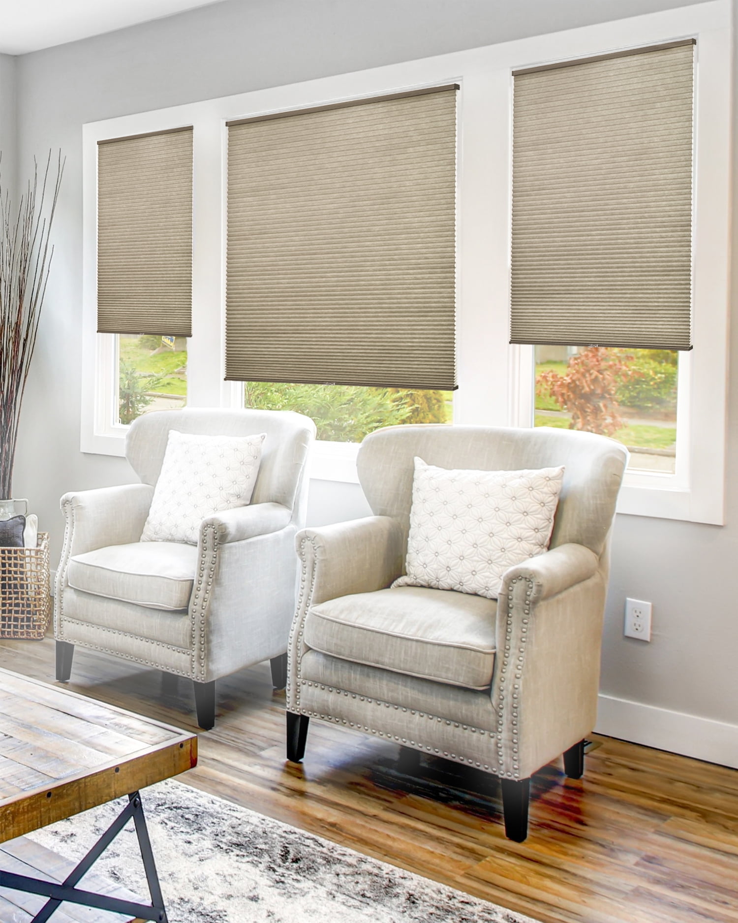 Chicology Cordless Cellular Shade Light Filtering, Barnwood 55.5"W x 48"H