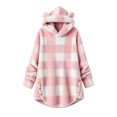 thumbnail image 2 of Favoffer Kids' Plaid Hooded Sweatshirt Long Sleeve Fashion Double-Sided Fleece Winter Warm Top for Daily Campus Outings Gatherings Boys Girls Toddler 4-15Y, 2 of 3