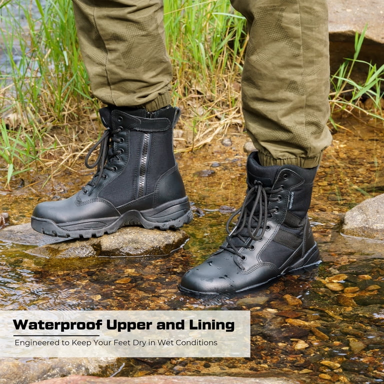 Men\'s Wide Waterproof Tactical Boots Side Zipper Orthopedic Boots Amazon.com: CENNID Men main image 2