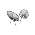 thumbnail image 2 of Luxury Living Furniture Egg Shaped Papasan Acapulco Chair for Patio Set of 2, Black, 2 of 3