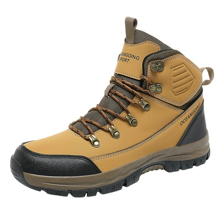 

Ediodpoh Men s Autumn And Winter Fashion High Top Cotton Shoes Warm Comfortable Ankle Boots Mountaineering Sneakers Winter Boots for Men Khaki 11.5