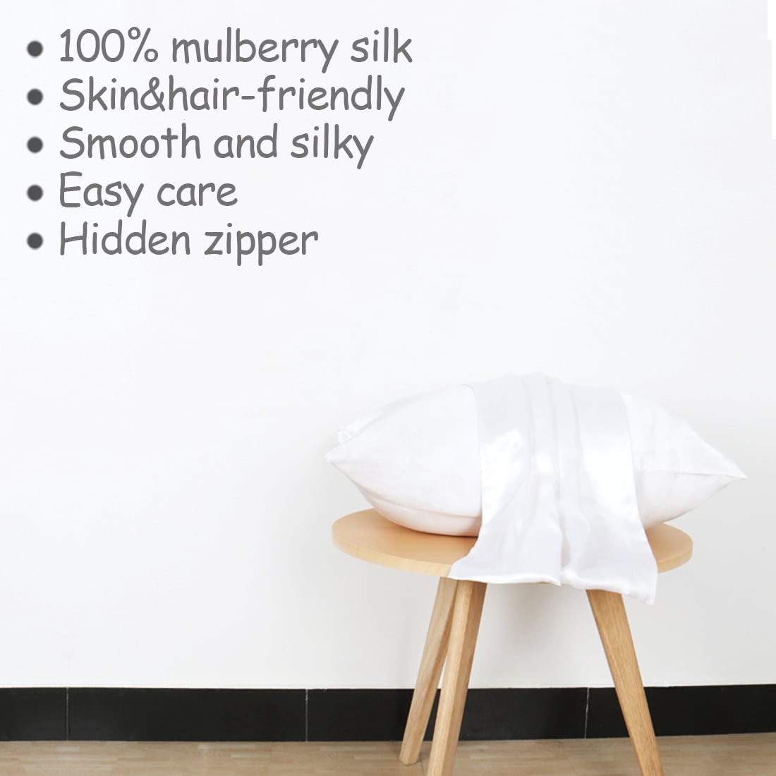 Unique Bargains 1 Piece 100% Silk Pillowcase Cream Queen