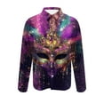 thumbnail image 3 of Mardi Gras Outfits for Men Hooded Long Sleeve Shirt Fashion Graphic Lightweight Big and Tall Casual Vacation Shirts for Men, 3 of 5