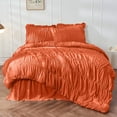 thumbnail image 1 of King Size Comforter Set Bedding Ruched Coral Comforter King Bed Set Boho Shabby Chic Comforter Fluffy Piece Ruffle Comforter Set with Pillow Girl Bedding Soft and Luxury, 1 of 6