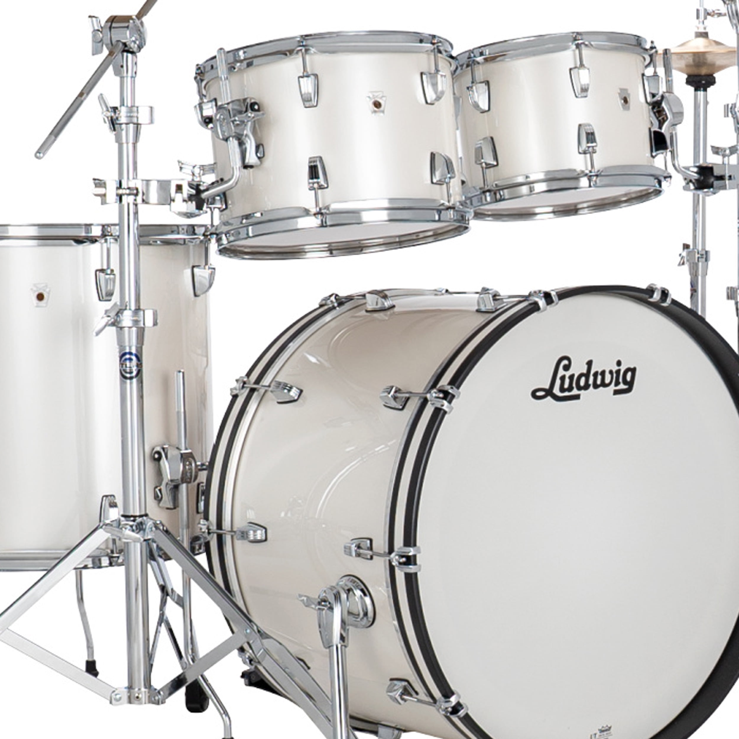 Ludwig NeuSonic 4-Piece Mod 2 Shell Pack With 22" Bass Drum Silver Silk
