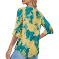 thumbnail image 5 of Summer Akafmk 3/4 Sleeve Shirts for Women,Summer Womens Tie-dyes Top,Casual Printed Quarter Sleeved V-neck Ruffle Top, 5 of 5