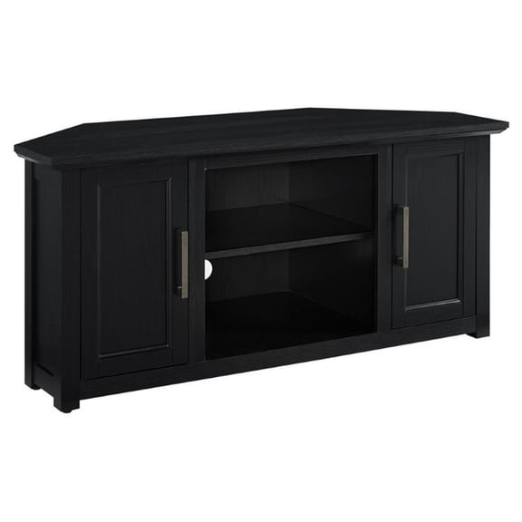 Crosley Furniture Camden 48"Rustic Wood Corner TV Stand in Black