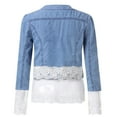 thumbnail image 5 of Tejiojio Women Casual Lace Half Sleeve Denim Jacket Long Jean Coat Bead Outwear Overcoat, 5 of 8