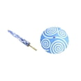 thumbnail image 4 of D13411 32" Paper Parasol Sky Blue Spiral Pattern Japanese Style Umbrella w/ Wood Handle, 4 of 4