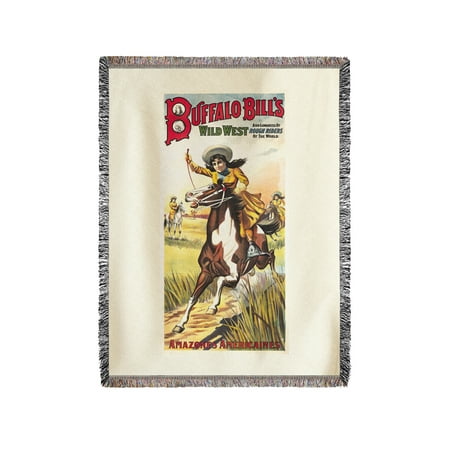 Buffalo Bill's Wild West - Amazones Americaines Vintage Poster France c. 1905 (60x80 Woven Chenille Yarn