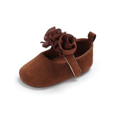 

Ritualay Newborn Flats Soft Sole Crib Shoes Prewalker Mary Jane Casual Flower Ankle Strap Princess Dress Shoe Wedding Party First Walkers Brown 12-18 months