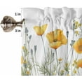 thumbnail image 5 of Watercolor Floral Kitchen Curtains and Valances Set, Rod Pocket Curtains Tier Farmhouse Window Curtains 24 Inch Length, Yellow Poppy Wild Flower Botanical 3 Piece Kitchen Curtains Set, 5 of 6