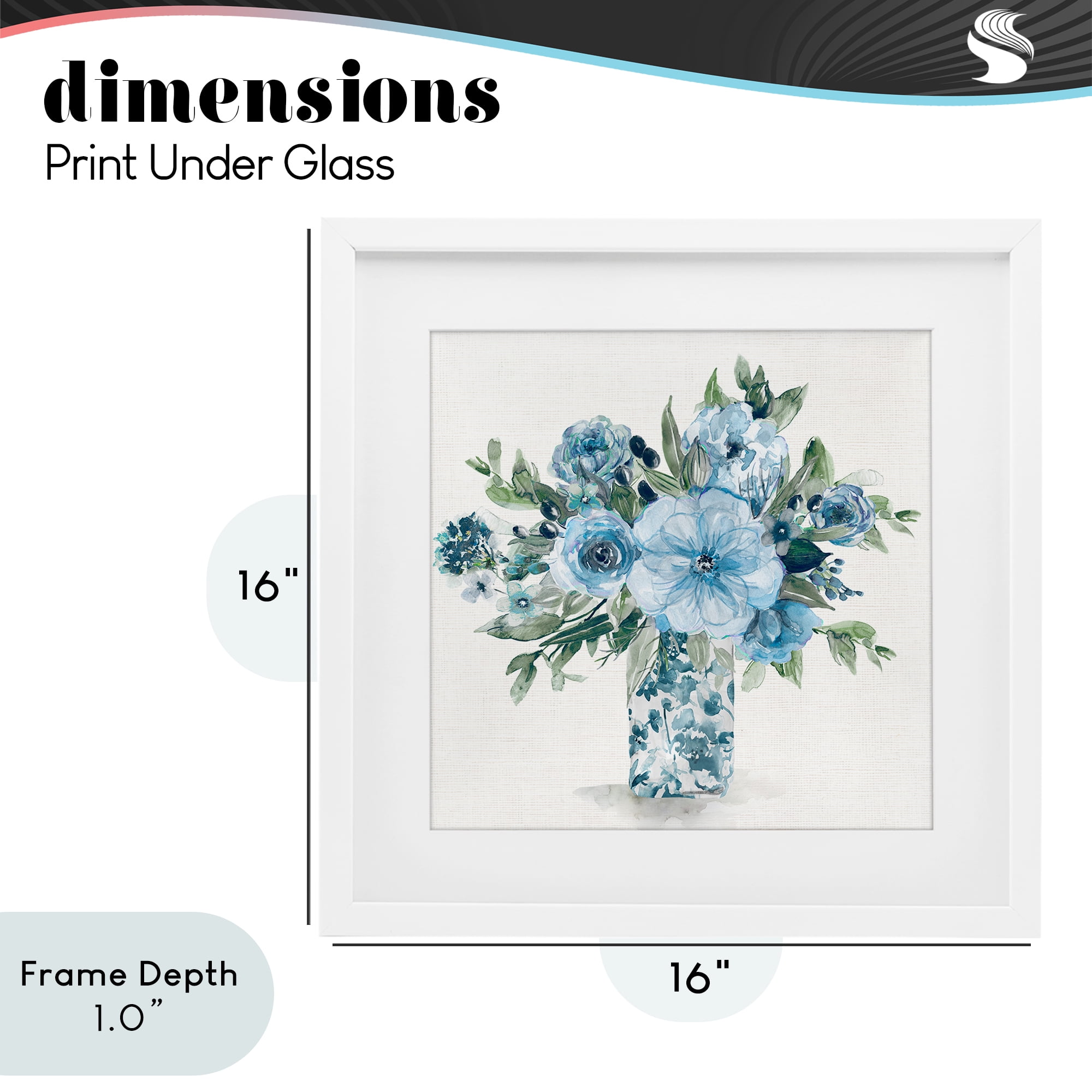 Stupell Industries Pastel Blue Bouquet Foliage White Framed Print Under Glass, design by Carol Robinson