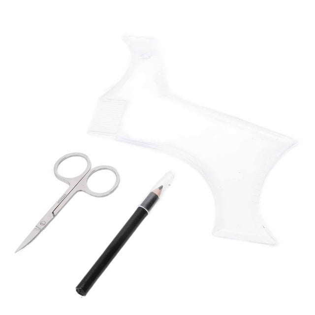 Beard Shaping Tool Set, Transparent Scissors Comb Pen Beard Styling Tools Fine Accurate for Daily Use for Men