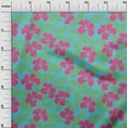 thumbnail image 2 of oneOone Tissu Polyester Lycra Bleu Turquoise Feuilles & Fleurs Matériel de Robe Tissu Imprimé Tissu au Mètre 56 Pouces de Large, 2 of 4