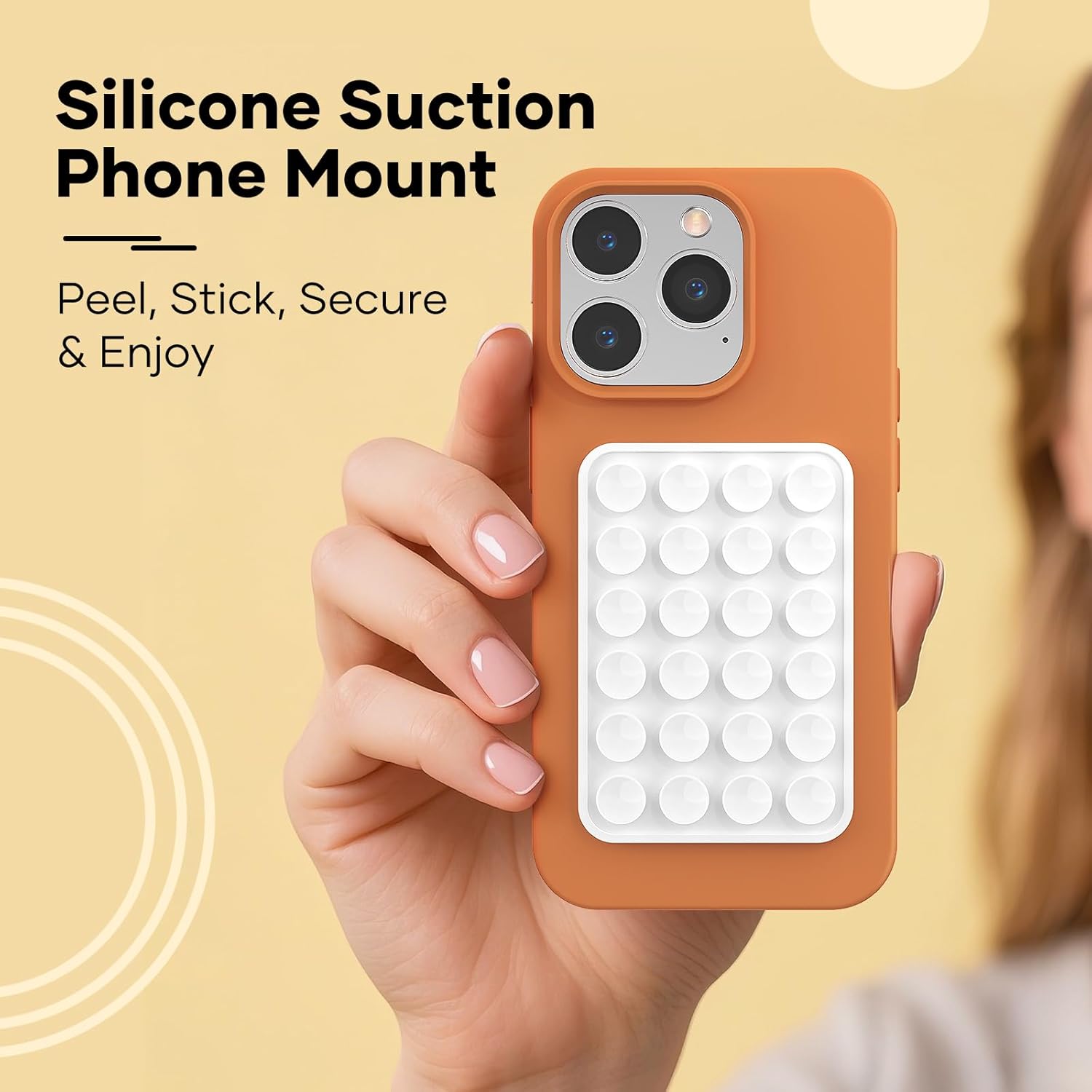 MKEUDQ-Silicone Phone Sticky Grip, Suction Phone Case Mount for iPhone and Android, Hands-Free Sticky Cell Phone Grip, Mobile Fidget Mirror Holder for Selfies and Videos