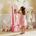 thumbnail image 2 of Gymax Kids Jewelry Armoire w/3-Color Lighted Full Length Mirror & Inside Led Lights Pink, 2 of 10