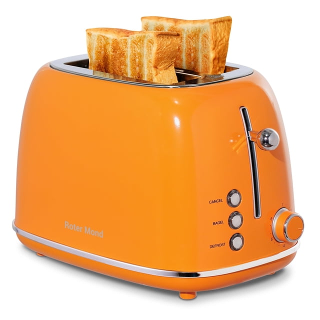 Tostadora Roter Mond de 2 rebanadas retro de acero inoxidable naranja