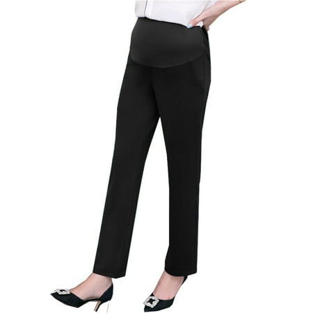 

Spring and Autumn Fashion Commuting Straight Pregnant Women Pants Professional Pants Casual Pants Feet Pants Maternity Dress BLACK L