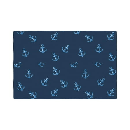 

Table Placemats Set of 4 - cool navyblue anchor 12x18 In Faux Linen Double Heat Resistant Place Mats Cloth Indoor/Outdoor Placemats Washable Table Mats for Dining Kitchen Party