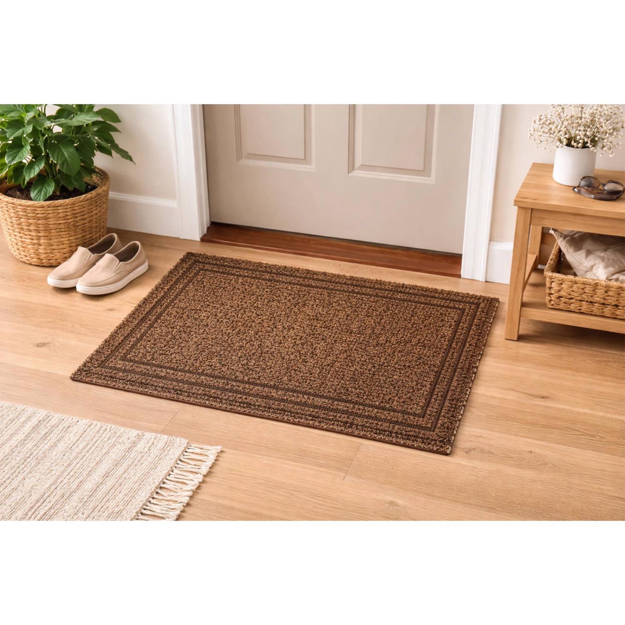 GrassWorx 20 in. W X 36 in. L Tan Double Border Astroturf Door Mat