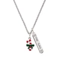 thumbnail image 1 of Delight Jewelry Silvertone Candy Cane with Green Bow Silvertone Hope Anchors the Soul Bar Charm Necklace, 23", 1 of 4