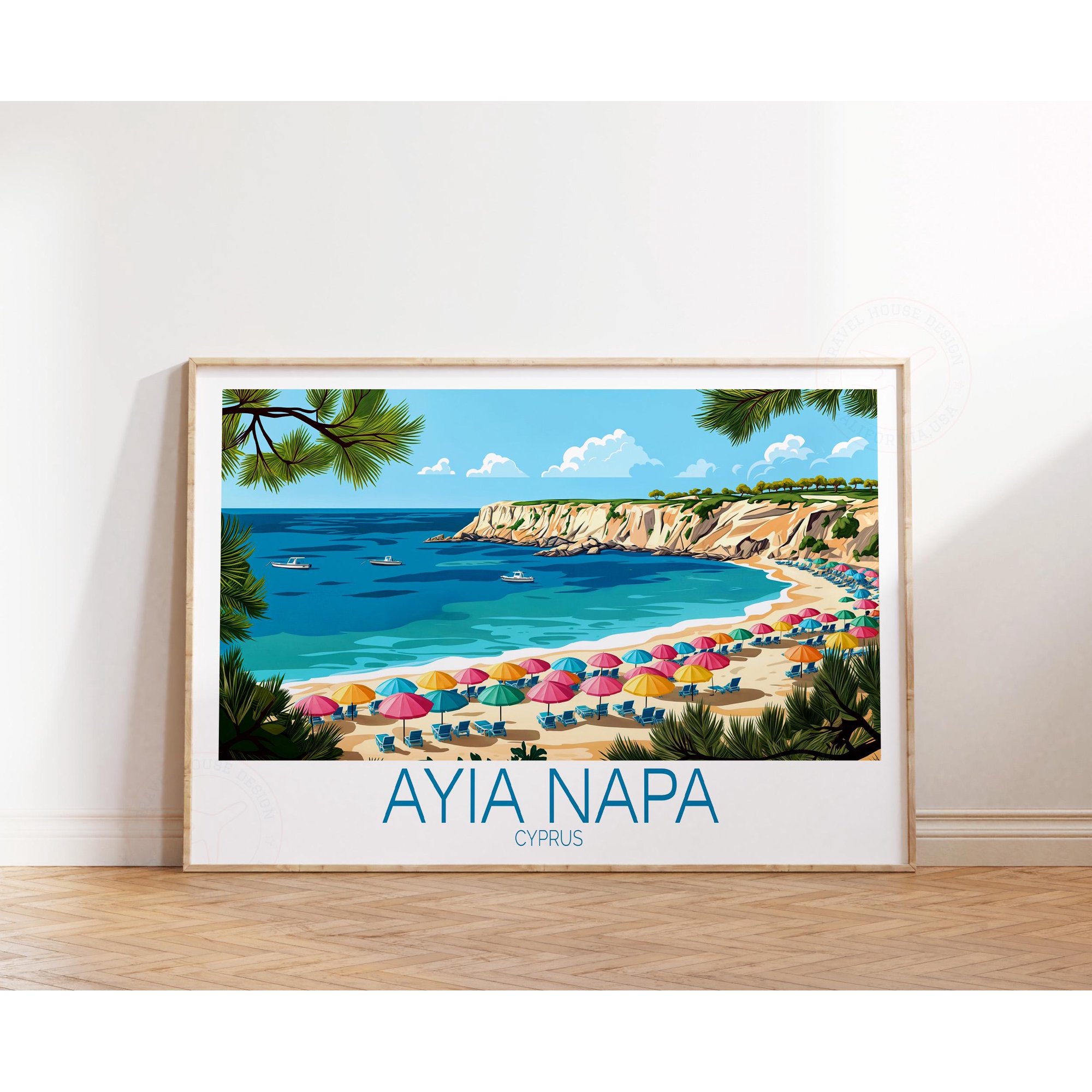 Ayia Napa Travel Cyprus Landscape House Warming Gifts Decorative Wall Art Poster , Poster Print Only