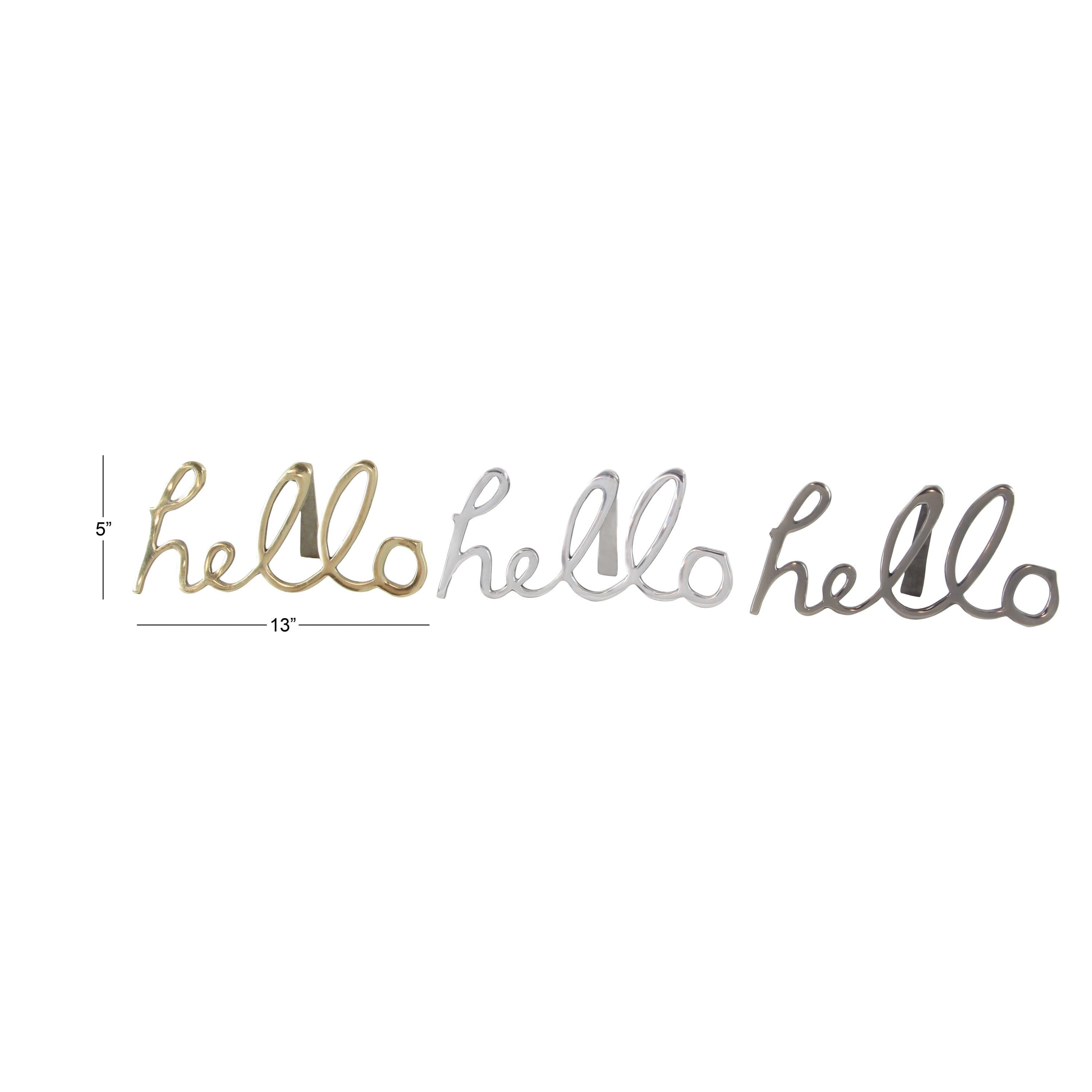 CosmoLiving by Cosmopolitan Hello Aluminum Decorative Sign, 3-Pieces