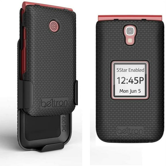 Case with Belt Clip for Alcatel GreatCall Jitterbug Flip Phone for Seniors, Protective Snap On Cover with Rotating Belt Clip Holster Combo for Jitterbug Flip 4043SJ6 Black