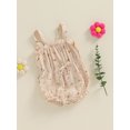 thumbnail image 3 of Newborn Baby Girls Summer Outfits Cotton Floral Romper Ruffle Bow Front Smocked Suspender Bodysuit Cute Clothes, 3 of 7