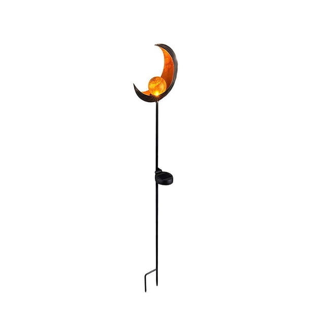 Lámpara De Césped Con Energía Solar Exquisita Luz De Calle De Tierra Varilla De Caña Ángel Llama Luna Lámpara Solar Led Decorativa Vidrio De Hierro Ip44 A Prueba De Agua Para Jardín Césped Pasarela Yuarrent HA026466-05