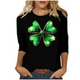thumbnail image 2 of Ounisa St. Patrick's Day Shirts Womens Funny Shamrock Printed 3/4 Sleeve Casual Lucky Clover Heart Graphic Tee Tops, 2 of 5