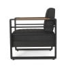 Noble House Ridgeway Aluminum Outdoor Club Chairs, Set of 2, Dark Gray and Natural