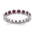 thumbnail image 1 of 925 Sterling Silver Bezel Polished Patterned Stackable Expressions Created Ruby Ring Size 10 Jewelry Gifts for Women, 1 of 4